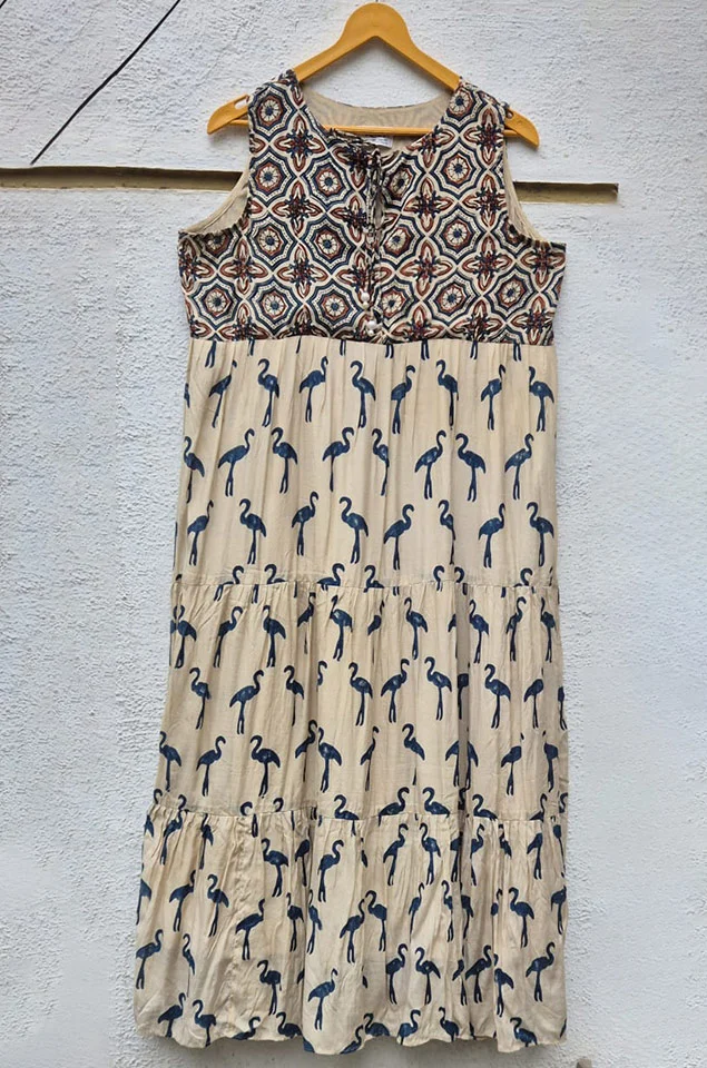 Ajrakh Block Print Tiered Dress