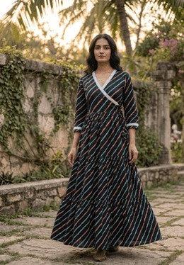 Black Leheriya Long Anarkali