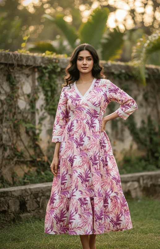 Purple Aura Floral Anarkali (M)