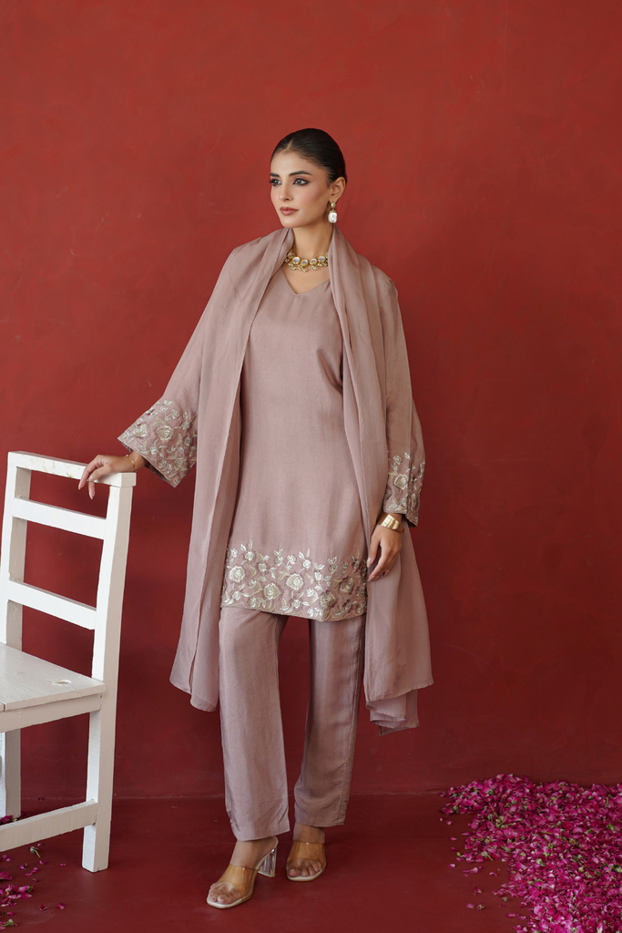 [SS0016MAUVE] Mauve Zari Embroidered Suit Set (XS)