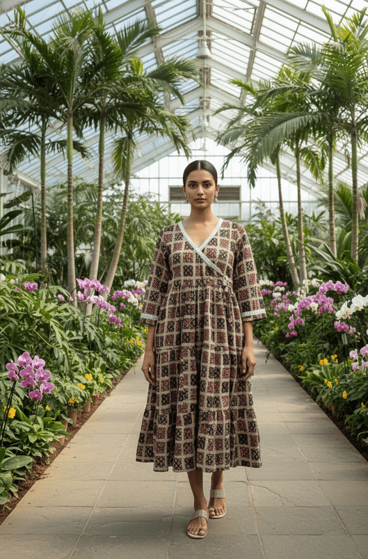 Mustard Floral Angrakha (M)