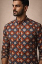 Red Geometric Short Kurta