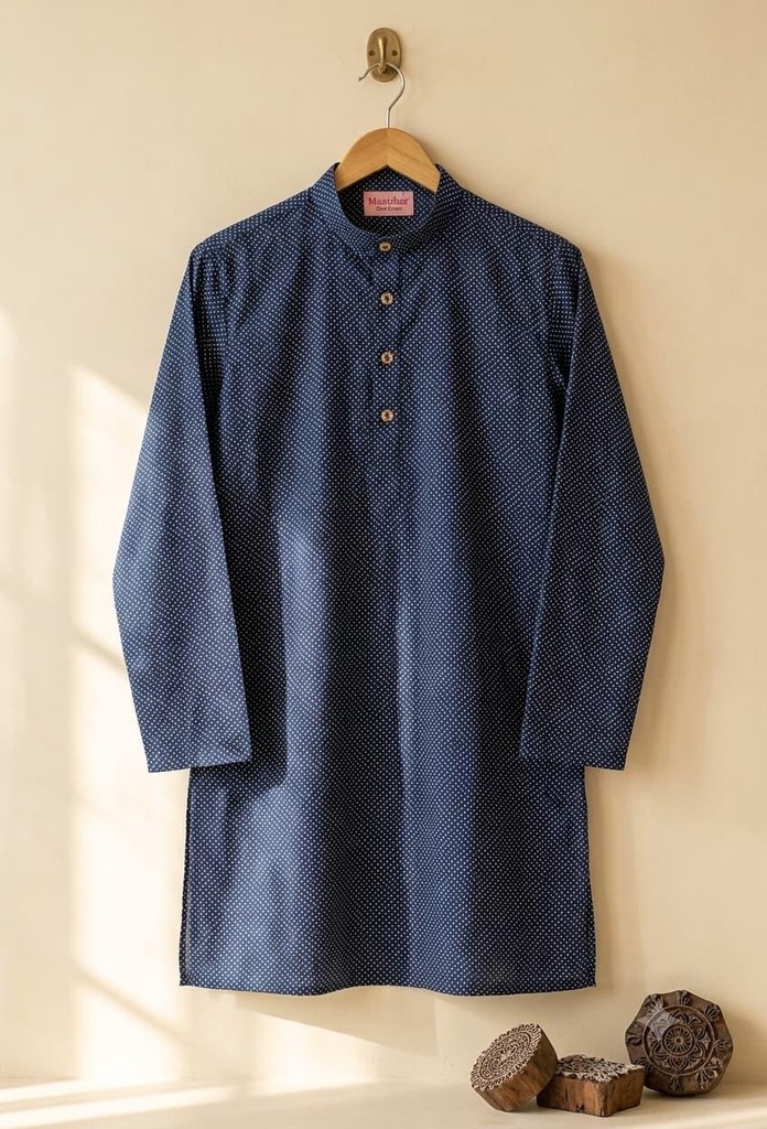 Blue Dotted Long Kurta