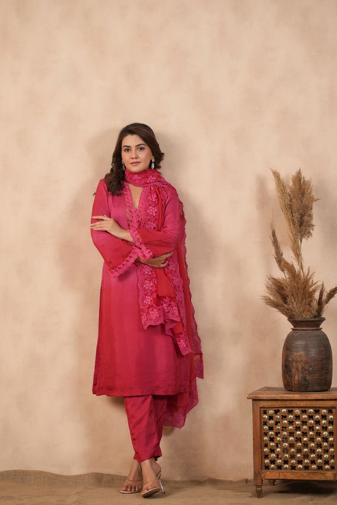 Red Ombre Suit set ( Set of 3 )