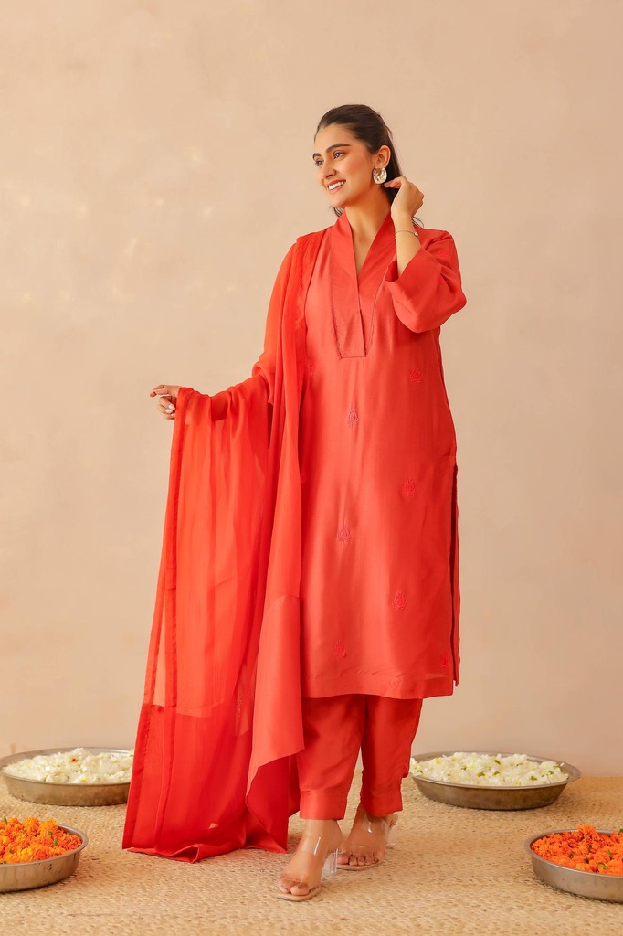 [SS0012RED] Scarlet Red Sienna Suit Set (XS)