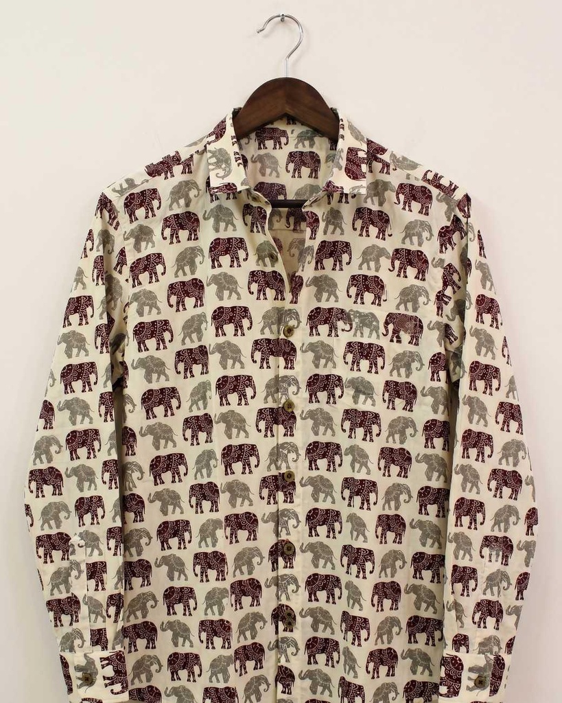 Cream Mandana Elephant Full Shirt (S)