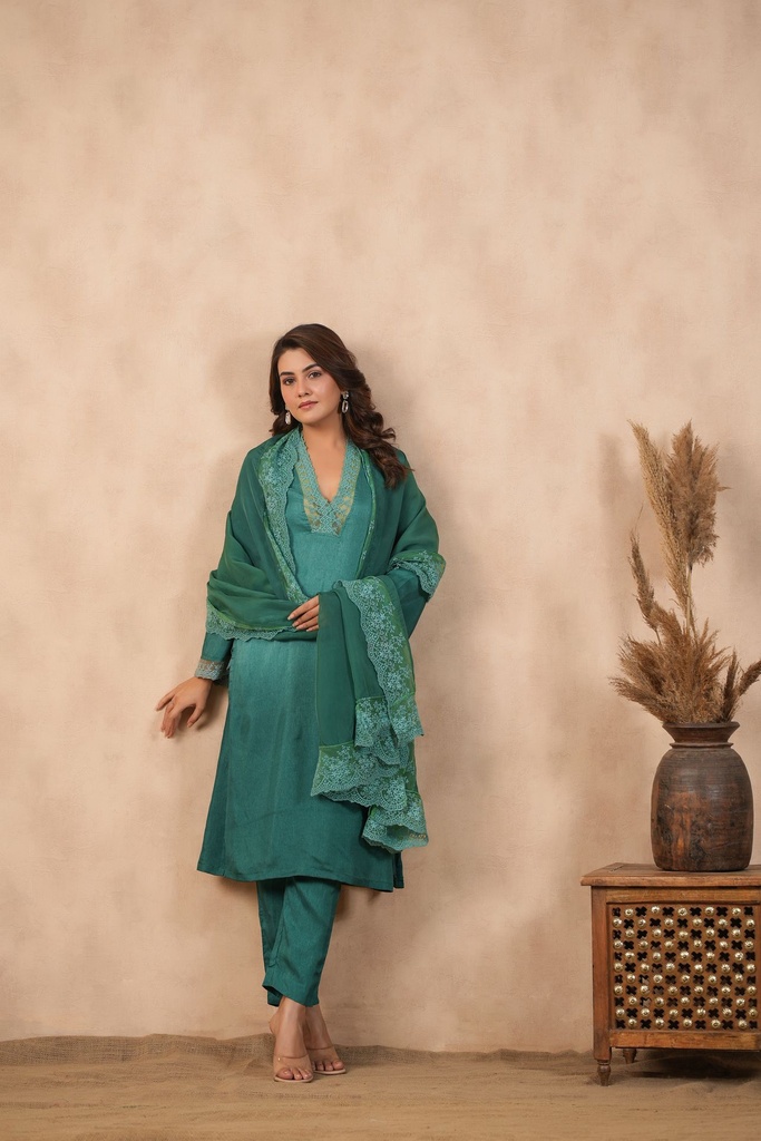 Green Ombre Suit set ( Set of 3 ) (S)