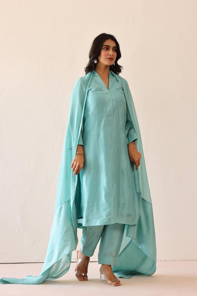 [SS0012SAB] Aqua Blue Sienna Suit Set (XS)