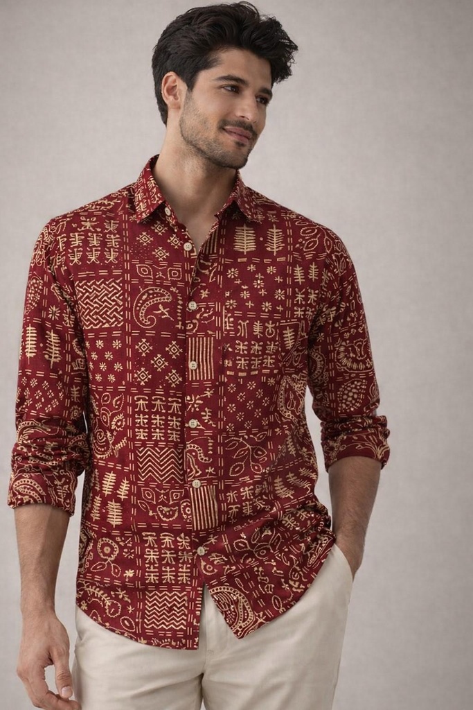 Maroon Mandana Full Shirt (S)