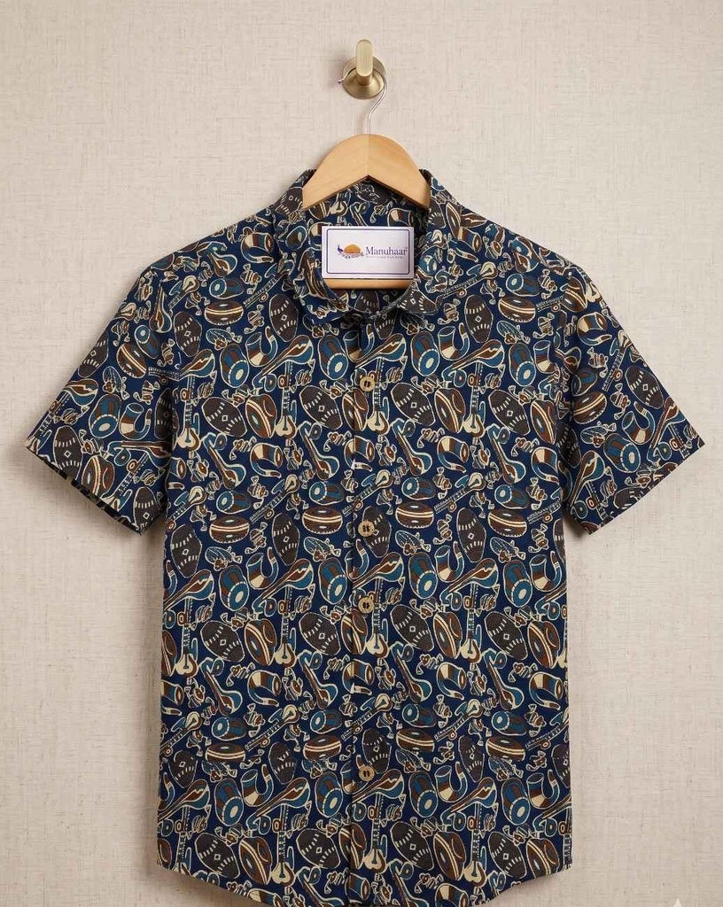 Musical Blue Half Shirt