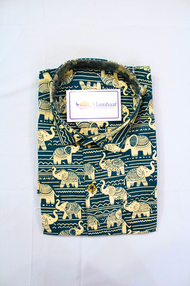 Green Elephant Half Shirt