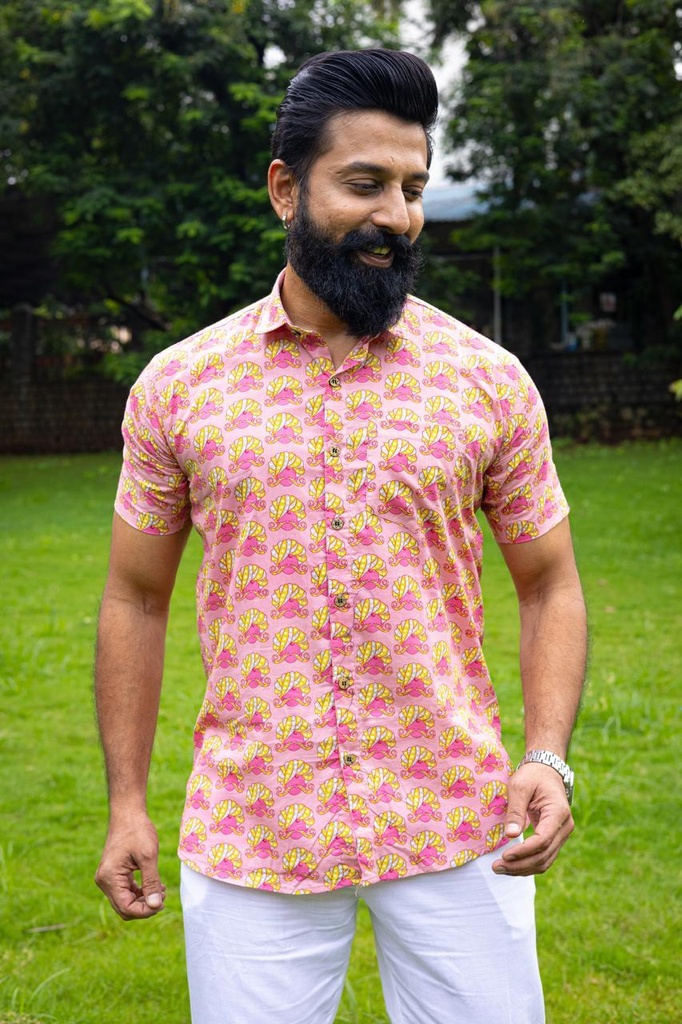 Royal Pink Pagdi Half Shirt