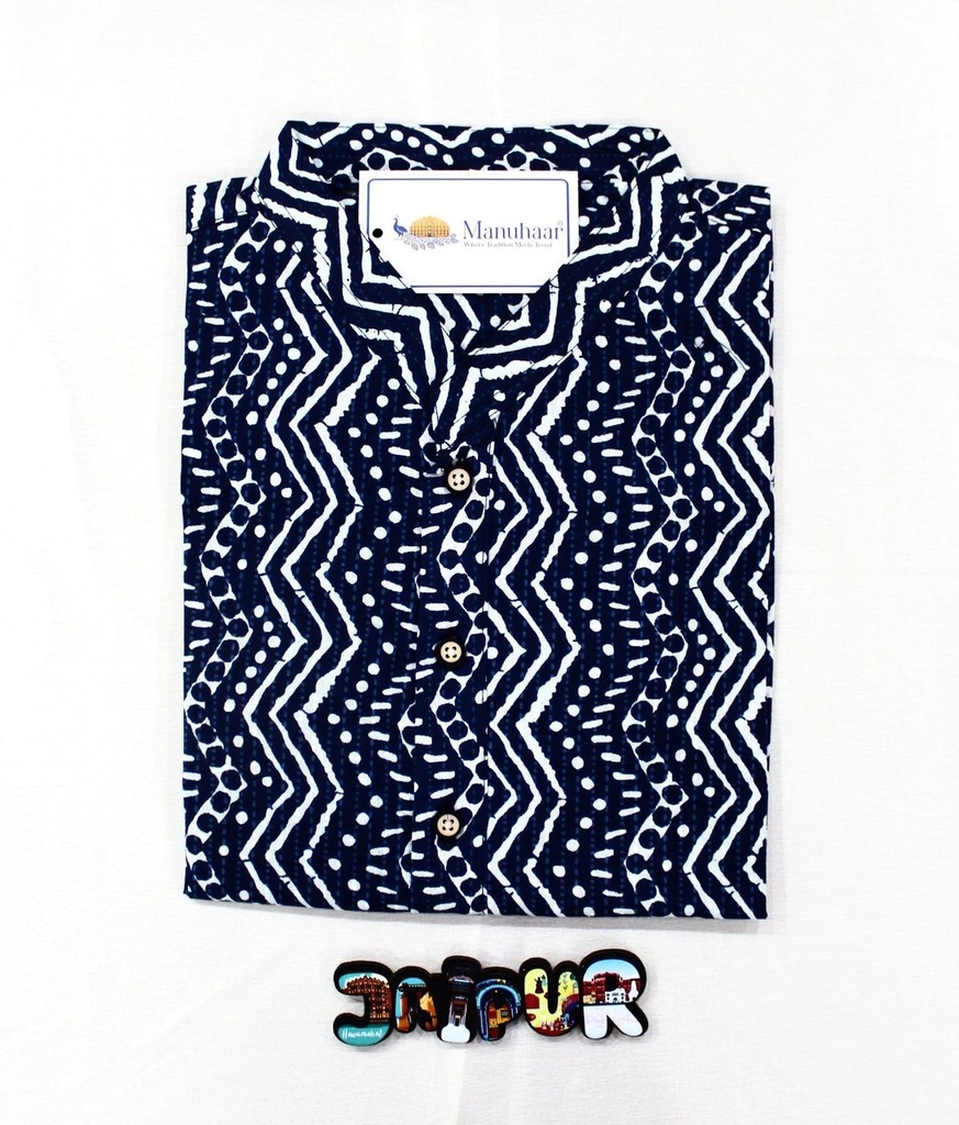 Indigo Zig Zag Short Kurta