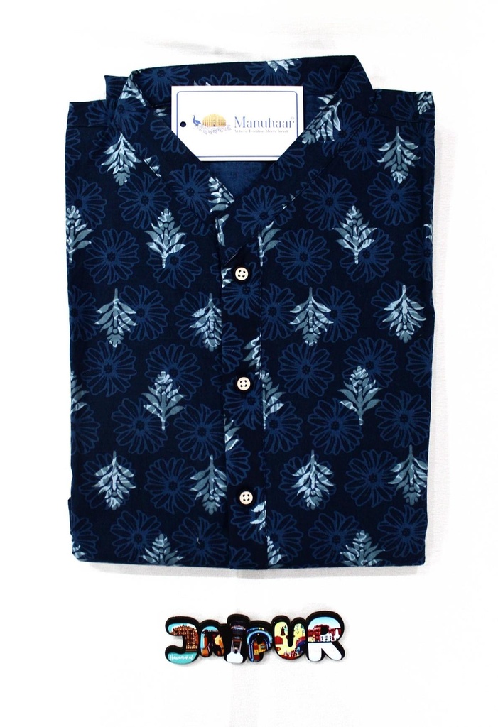 Denim Leaf Long Kurta (L)