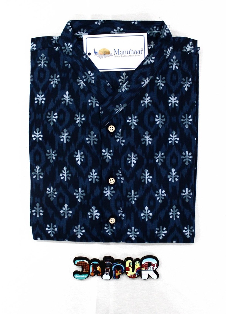 Denim Floral Long Kurta (L)