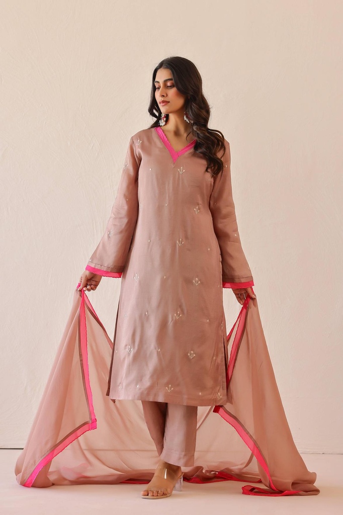 [SS0013RP] Rose Pink Peony suit Set (XS)