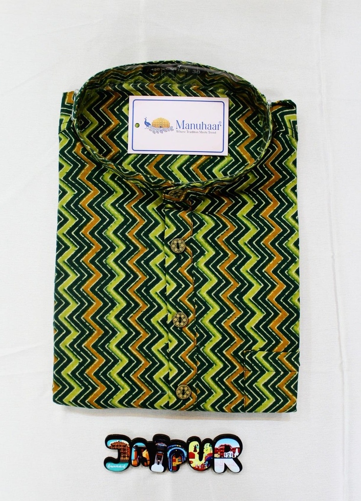 Green Zig zag Short Kurta