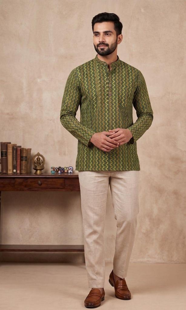 Green Zig zag Short Kurta
