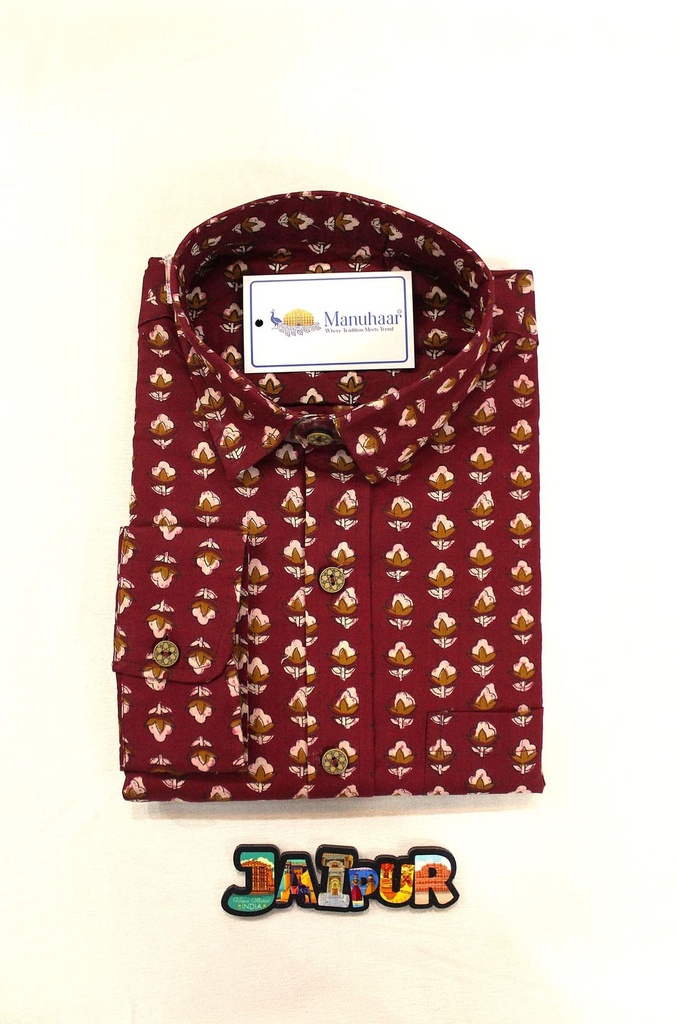 Maroon Marigold Full Shirt (L)