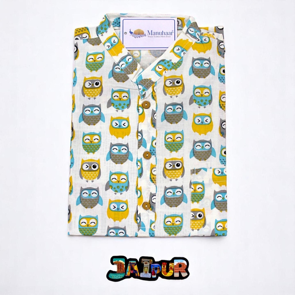 Multi Color Owl Short Kurta