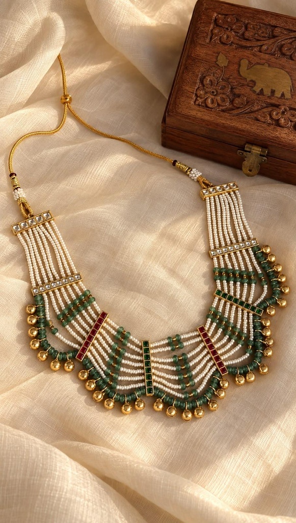 [HOD-NK-AAROHI-LYR-001] Layered Bead Statement Necklace