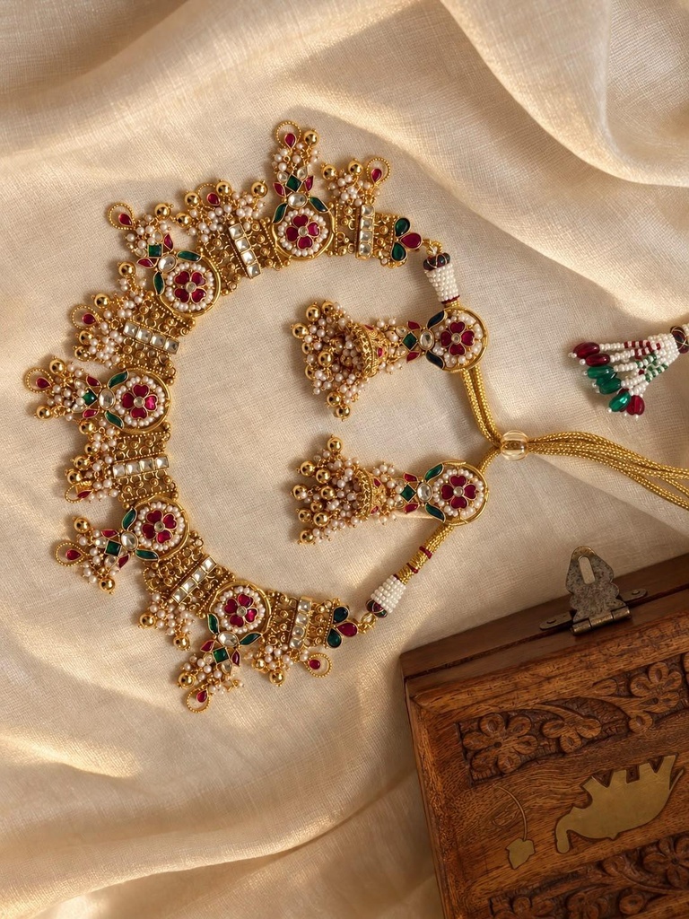 [HOD-JS-GULNAAR-001] Gulnaar Pearl Kundan Choker Set