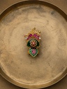 Green Enamel & Magenta Floral Statement Ring