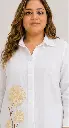 Women's White Floral Embroidered Cotton Co-ord Set | Relaxed Fit Shirt & Wide Leg Trousers