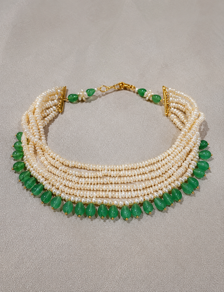 Pearl Mint Cascade Necklace