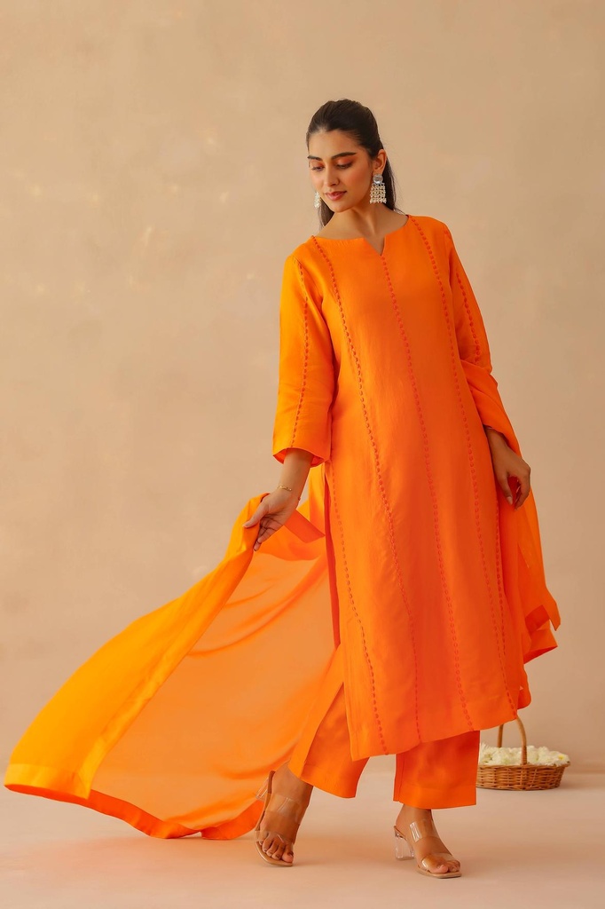 [SS0010ORANGE] Orange Bloom Suit Set (XS)