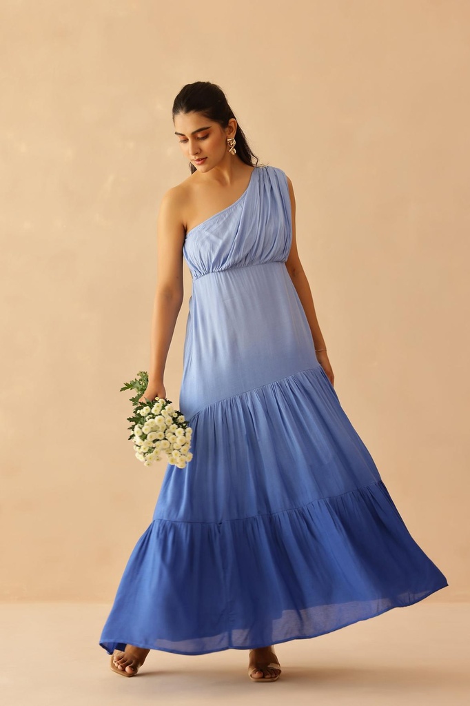 [D0010OB] Blue Cascade Dress (XS)