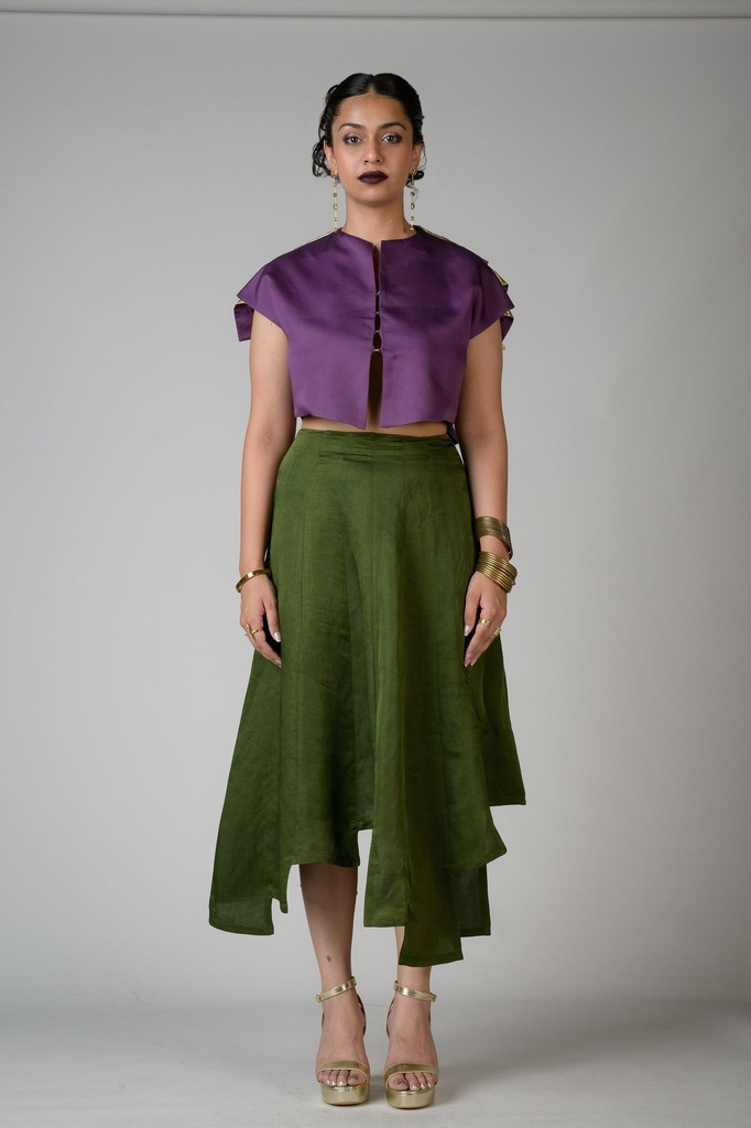 Asymmetrical Skirt with MJ Gold Chip Cropped Jacket (S)