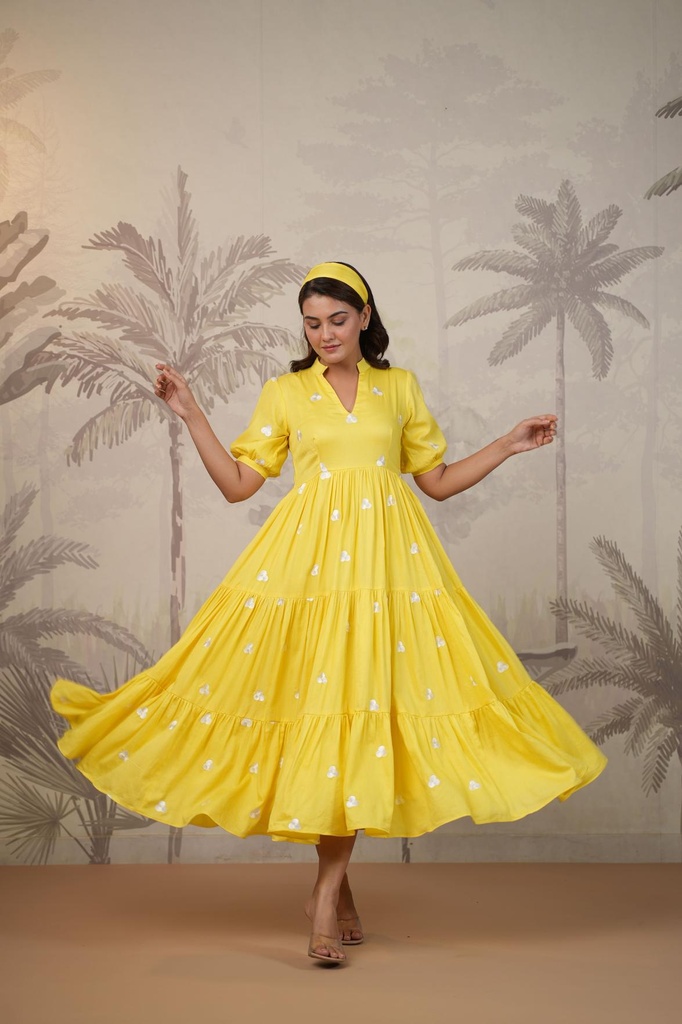 Yellow Embroidered Dress (XS)