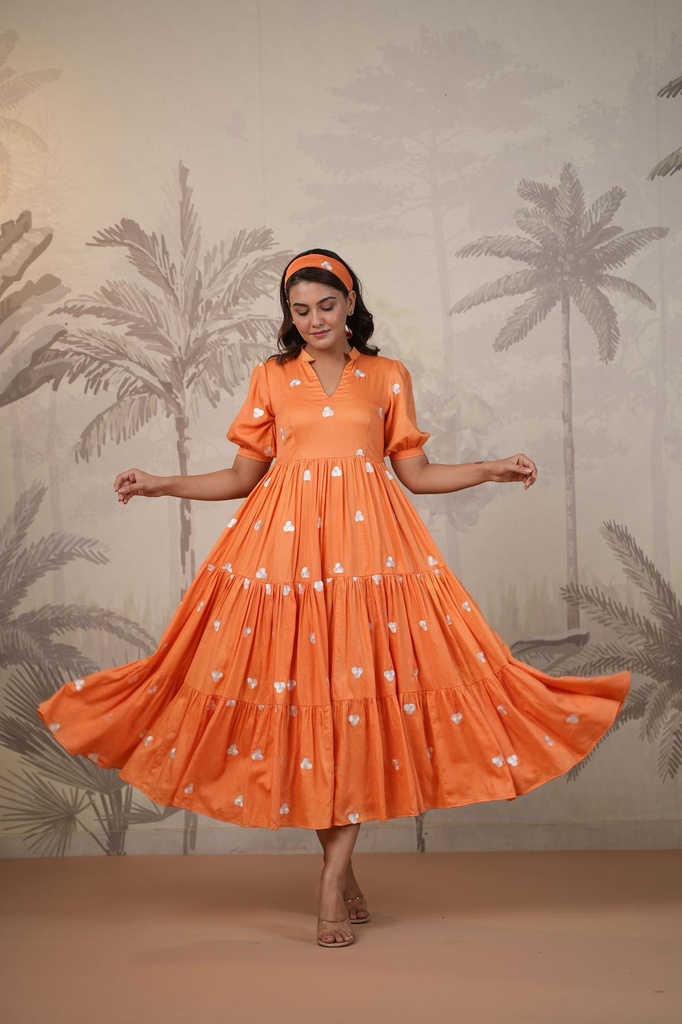 Orange Embroidered Dress (XS)