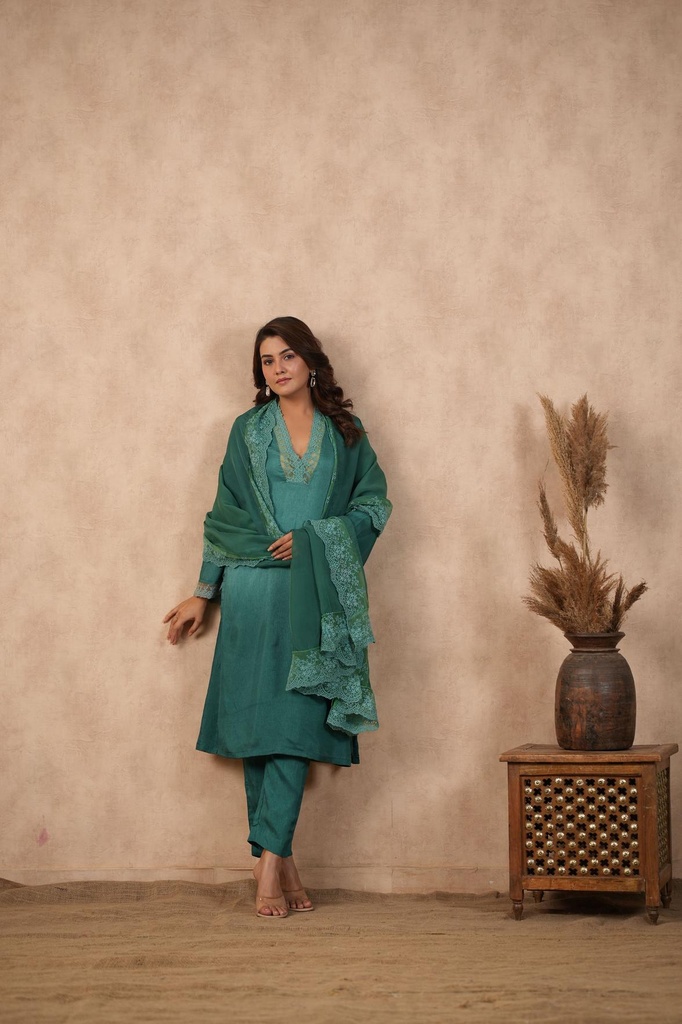 Green Ombre Suit set ( Set of 3 ) (XS)