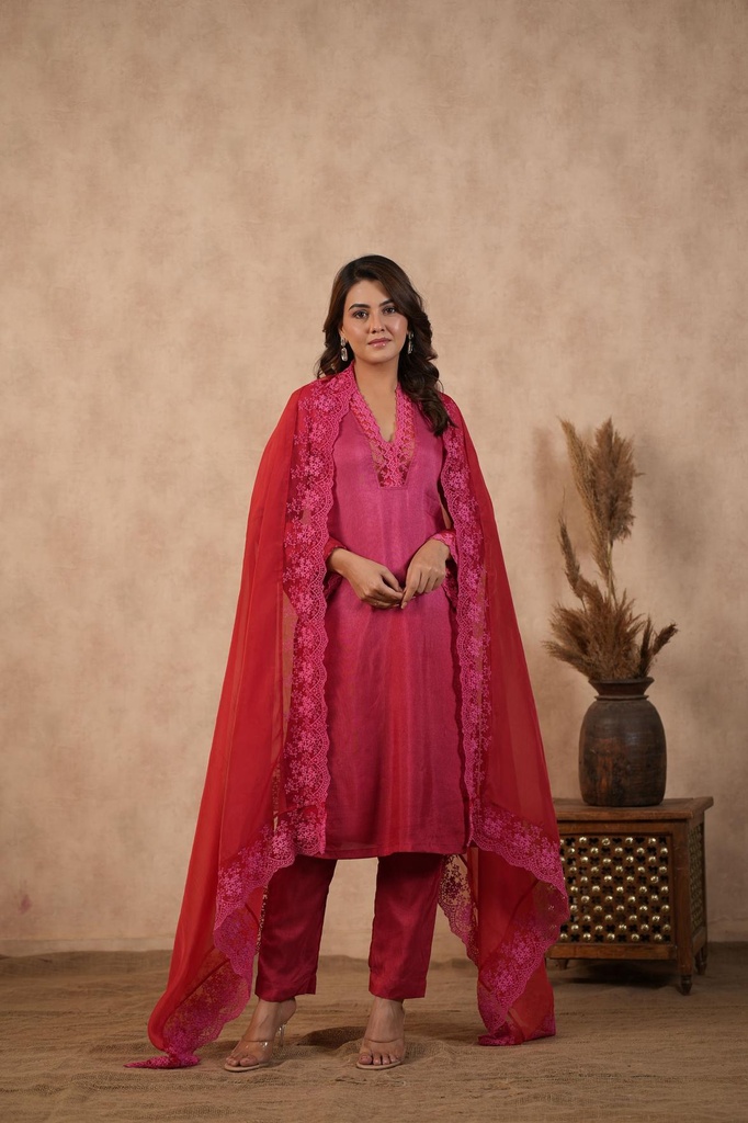 Red Ombre Suit set ( Set of 3 )