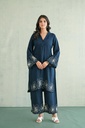 Navy Blue Floral Embroidered Coord set