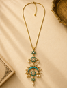 Royal Floral Kundan Long Pendant Necklace with Ruby Beads for Women