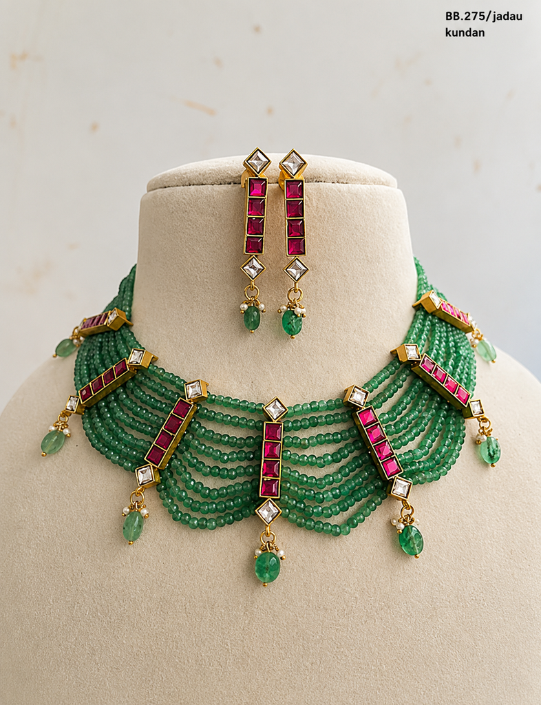 Emerald Ruby Kundan Choker Set