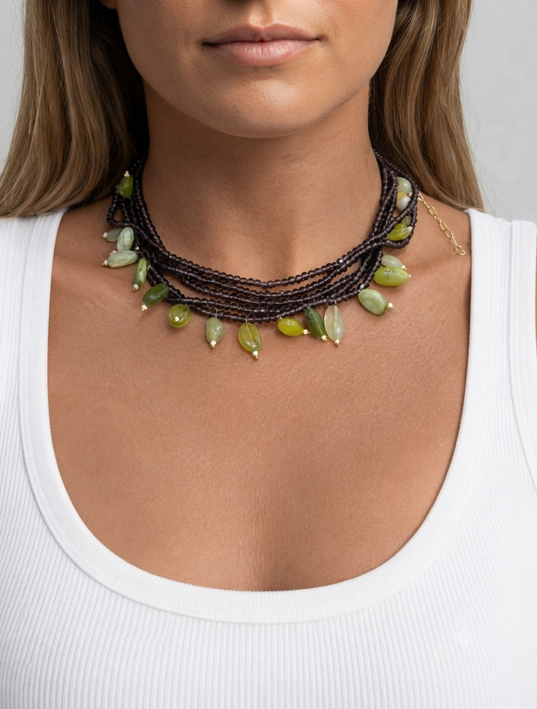 Olive Whisper Layered Choker