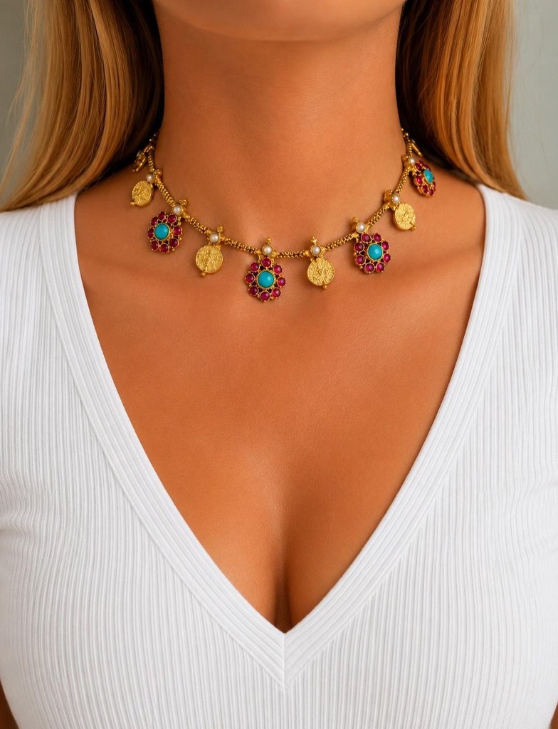 Royal Navratna Charm Choker