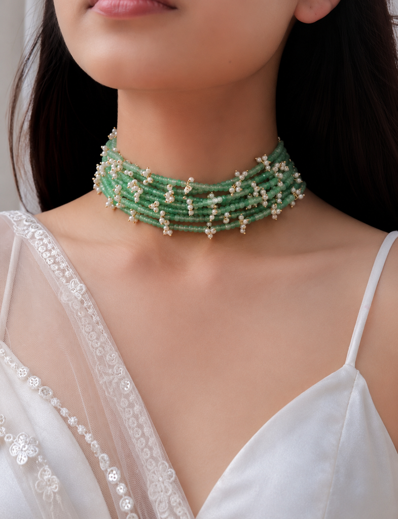 Mint Pearl Bloom Choker