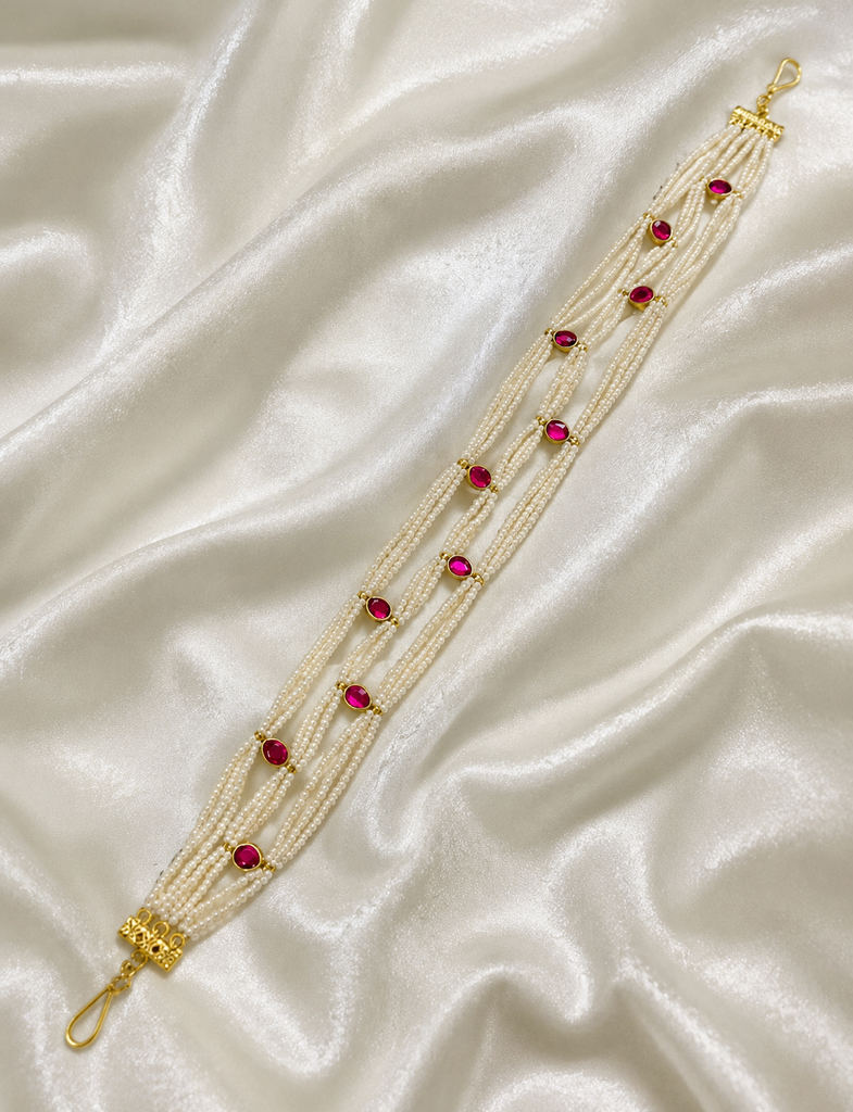 Ruby Pearl Multi-Layer Bracelet