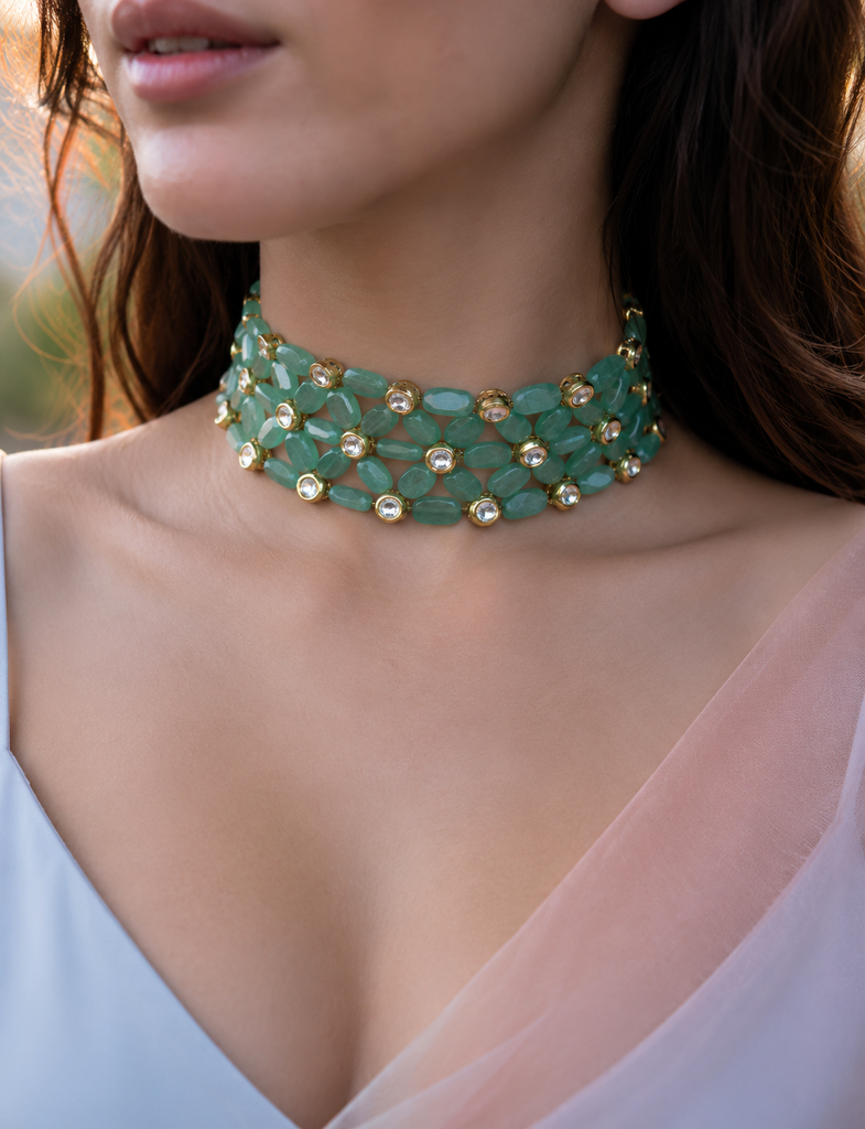 Royal Green Aventurine Kundan Choker Necklace