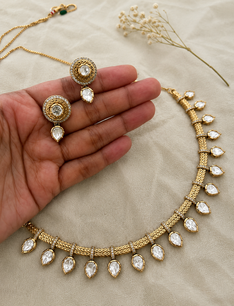 Royal Kundan Teardrop Choker Necklace Set