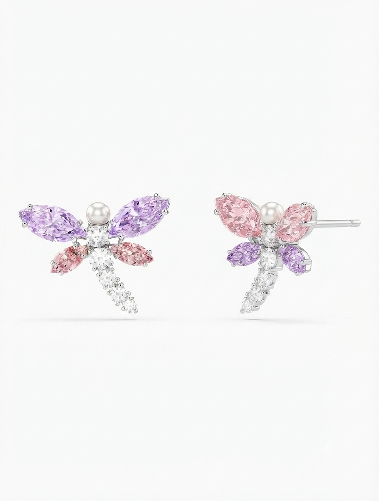Luxury Crystal Dragonfly Stud Earrings