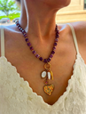 Bohemian Purple Glass Bead Charm Pendant Necklace
