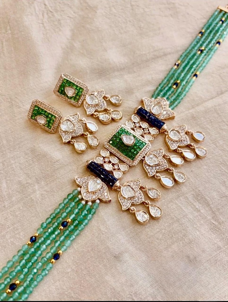 Emerald Luxe Multi-Strand Kundan Necklace Set