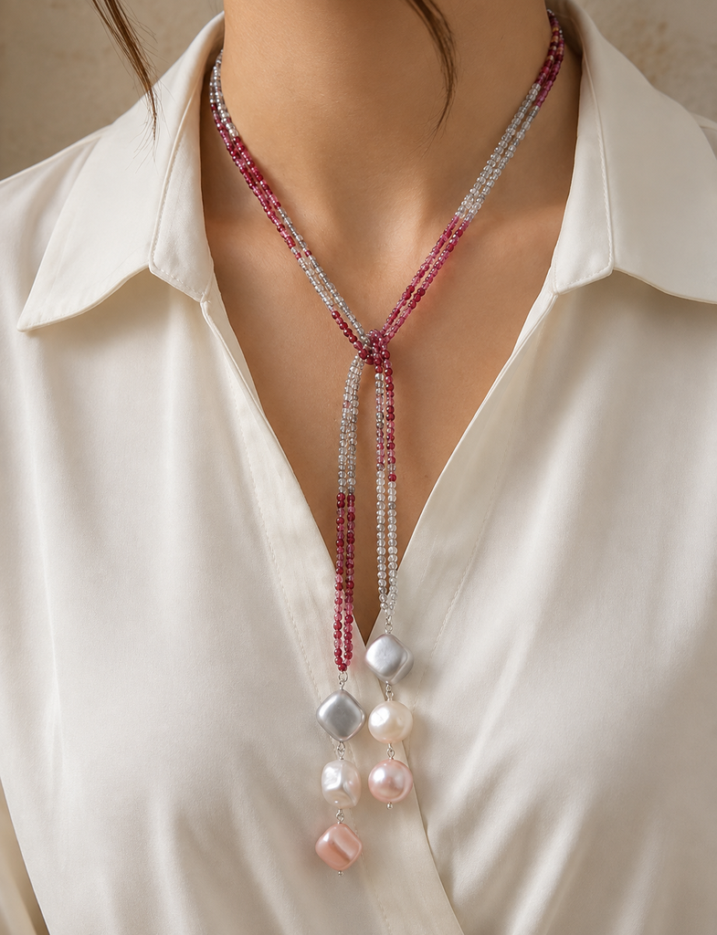 Blush Cascade Pearl Necklace